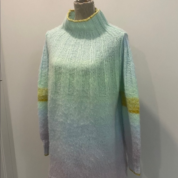 Anthropologie Women's Ombre Tunic Sweater Mock Neck Green and Yellow Size medium - Picture 4 of 13